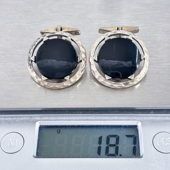 Vintage Sterling Silver 925 Black Onyx Cufflinks Men’s Jewelry - Picture 5 of 6